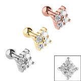 view all Steel Claw Set Jewelled Diamond Shape Micro Bar body jewellery