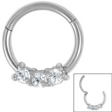 view all Steel Claw Set Jewelled Trio Hinged Clicker Ring body jewellery