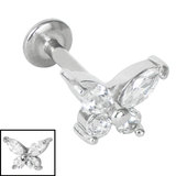view all Titanium Internally Threaded Labrets 1.2mm - Claw Set Jewelled Butterfly body jewellery