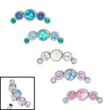 view all Titanium (Infinity) Bezel Set 5 Opal and Jewels Crescent for Internal Thread shafts in 1.2mm body jewellery