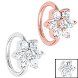 view all Steel Claw Set Jewelled Flower - Cartilage Ring body jewellery