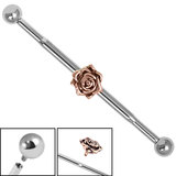 view all Titanium Internally Threaded Industrial Scaffold Barbells 1.6mm with Titanium balls - midway Rose Gold Rose body jewellery