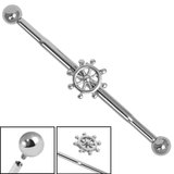 view all Titanium Internally Threaded Industrial Scaffold Barbells 1.6mm with Titanium balls - midway Nautical Wheel body jewellery