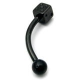 view all Black Steel Micro Curved Bar with Black Steel Dice 1.2mm body jewellery