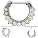 view all Steel Claw Set Opal Clicker Ring body jewellery