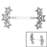 view all Bioflex Push-fit Triple Jewelled Star Nipple Bar body jewellery