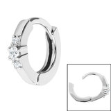 view all Surgical Steel Huggie Clicker Ear Ring - Claw Set Triple Jewel body jewellery