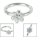 view all Steel Claw Set Jewelled Flower Edge Hinged Clicker Ring body jewellery