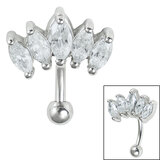 view all Steel 5 Jewel Marquise Fan Micro Curved Bar 1.2mm body jewellery