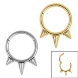 view all Titanium Tribal Spike Hinged Clicker Ring body jewellery