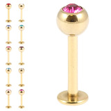 view all Zircon Titanium Jewelled Labrets 1.6mm (Gold colour PVD) body jewellery