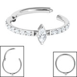 view all Titanium Marquise Pave Set Jewelled Edge Hinged Clicker Ring body jewellery