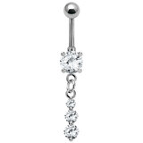 view all Belly Bar - Claw Set CZ Jewelled with Claw Set Triple Jewelled Charm body jewellery