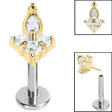 view all Titanium Threadless Labrets - Steel (Bend-fit) Claw Set CZ Marquise Jewelled Asia Trinity body jewellery
