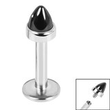 view all Titanium Internally Threaded Labrets 1.6mm - Titanium Bezel Set Black Agate Cone body jewellery
