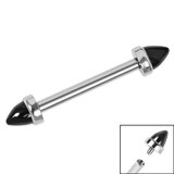 view all Titanium Internally Threaded Barbell 1.6mm - Titanium Bezel Set Black Agate Cones body jewellery