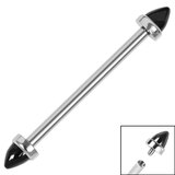 view all Titanium Internally Threaded Industrial Scaffold Bars 1.6mm - Titanium Claw Set Black Agate Cones body jewellery