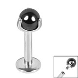 view all Titanium Internally Threaded Labrets 1.6mm - Titanium Claw Set Black Agate Ball body jewellery
