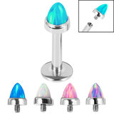 view all Titanium Internally Threaded Labrets 1.6mm - Titanium Bezel Set Synth Opal Cone body jewellery