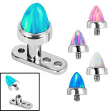 view all Titanium Dermal Anchor with Titanium Bezel Set Synth Opal Cone body jewellery