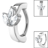view all Steel Huggie Belly Clicker Ring - Jewelled Marquise Fan body jewellery