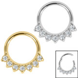 view all Steel Claw Set 7 Jewel Hinged Clicker Ring body jewellery