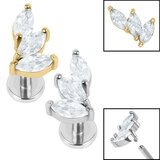 view all Titanium Internally Threaded Labrets 1.2mm - Steel Climbing Marquise Fan body jewellery