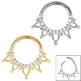 view all Steel Claw Set Tribute Mandala Hinged Clicker Ring body jewellery