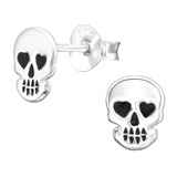 view all Sterling Silver Heart Eyes Skull Ear Stud Earrings ES47 body jewellery