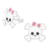 view all Sterling Silver Skull and Bones Ear Stud Earrings ES43 body jewellery