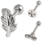 view all Steel Barbell with Cast Steel Attachment 1.2mm body jewellery