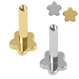 view all Titanium Internal Thread Labret Post with Flower Base 1.2mm body jewellery