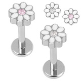 view all Titanium Internally Threaded Labrets 1.2mm - Titanium Jewelled Hazy Daisy body jewellery