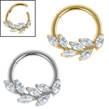 view all Titanium Marquise Jewelled Leaf Vine Hinged Ring body jewellery