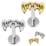 view all Titanium Internally Threaded Labrets 1.2mm - Titanium Emrys Vampire Fangs body jewellery