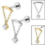 view all Titanium Internally Threaded Labrets 1.2mm - Titanium Concealed Jewel Chain Top body jewellery