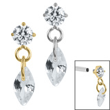 view all Titanium Internal Jewelled Solitaire with Marquise Charm body jewellery