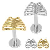 view all Titanium Internally Threaded Labrets 1.2mm - Titanium Caged Heart body jewellery