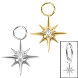 view all Titanium Charm - 8 Point Jewelled Star body jewellery