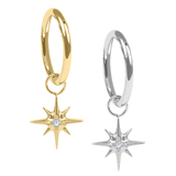 view all Titanium Hinged Segment Ring with Titanium Jewelled 8 Point Star Charm body jewellery