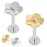 view all Titanium Internally Threaded Labrets 1.2mm - Steel Pansy Flower body jewellery