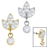 view all Titanium Internal Marquise Ivy Leaves Trio and Solitaire Top body jewellery