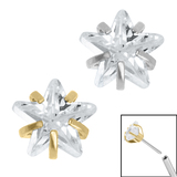view all Titanium Threadless (Bend fit) Claw Set CZ Jewelled Star body jewellery