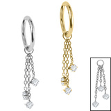 view all Titanium Hinged Segment Ring with Titanium Trilogy Jewel Charm body jewellery