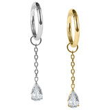 view all Titanium Hinged Segment Ring with Titanium Jewelled Droplet Charm body jewellery