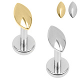 view all Titanium 1.2mm Internally threaded Labret - Marquise Pebble body jewellery