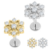 view all Titanium Internally Threaded Labrets 1.2mm - Jewelled Kaleidoscope body jewellery