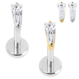 view all Titanium Internally Threaded Labrets 1.2mm - Titanium Jewelled Tapered Baguette body jewellery