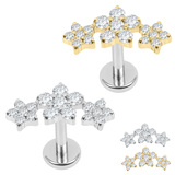 view all Titanium Internally Threaded Labrets 1.2mm - Alice Flower Trio body jewellery