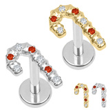 view all Titanium Internally Threaded Labrets 1.2mm - Titanium Candy Cane body jewellery